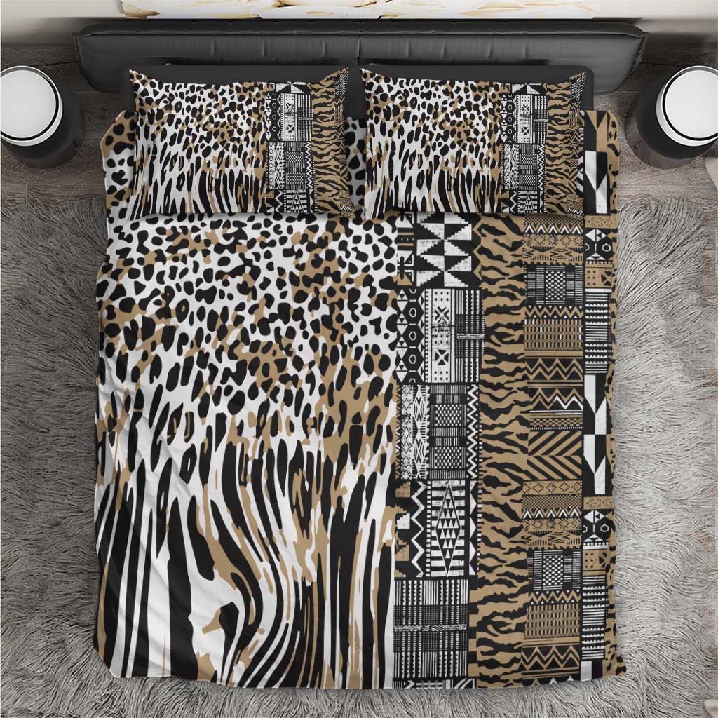 Africa Tribal Pattern Mixed Leopard Skin Bedding Set - Wonder Print Shop