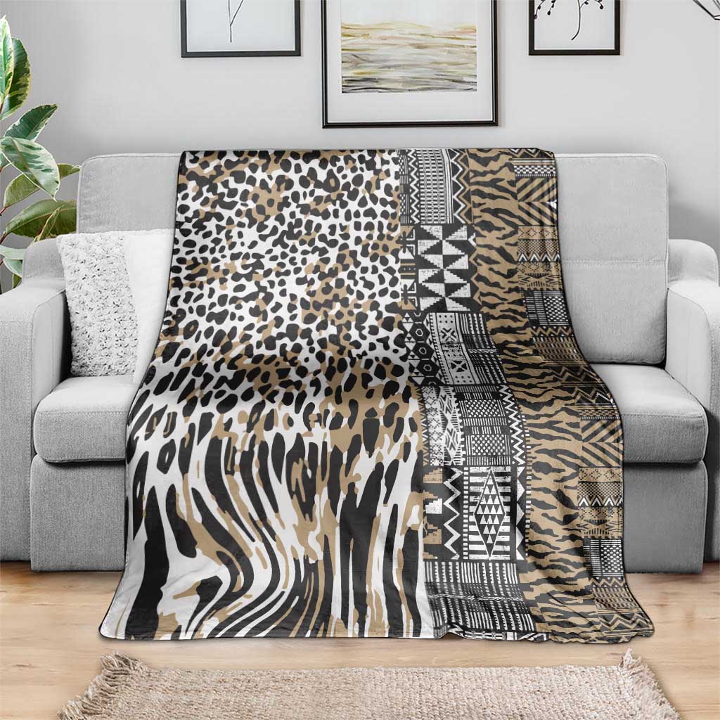Africa Tribal Pattern Mixed Leopard Skin Blanket - Wonder Print Shop