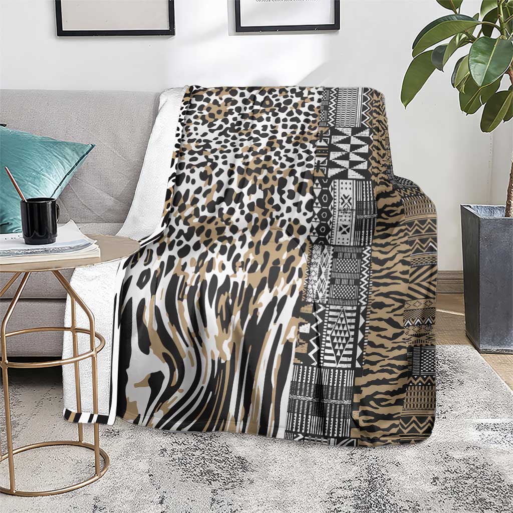Africa Tribal Pattern Mixed Leopard Skin Blanket - Wonder Print Shop
