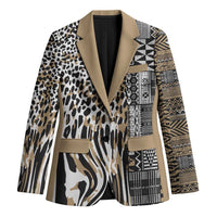 Africa Tribal Pattern Mixed Leopard Skin Blazer - Wonder Print Shop