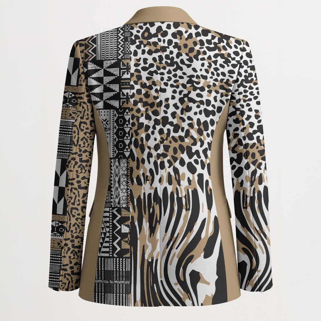 Africa Tribal Pattern Mixed Leopard Skin Blazer - Wonder Print Shop