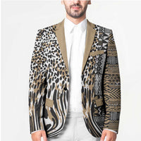 Africa Tribal Pattern Mixed Leopard Skin Blazer - Wonder Print Shop