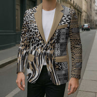 Africa Tribal Pattern Mixed Leopard Skin Blazer - Wonder Print Shop