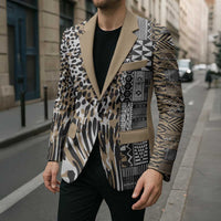 Africa Tribal Pattern Mixed Leopard Skin Blazer - Wonder Print Shop