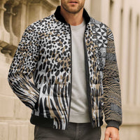 Africa Tribal Pattern Mixed Leopard Skin Bomber Puffer Jacket - Wonder Print Shop