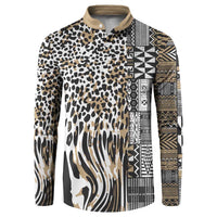 Africa Tribal Pattern Mixed Leopard Skin Button Sweatshirt - Wonder Print Shop