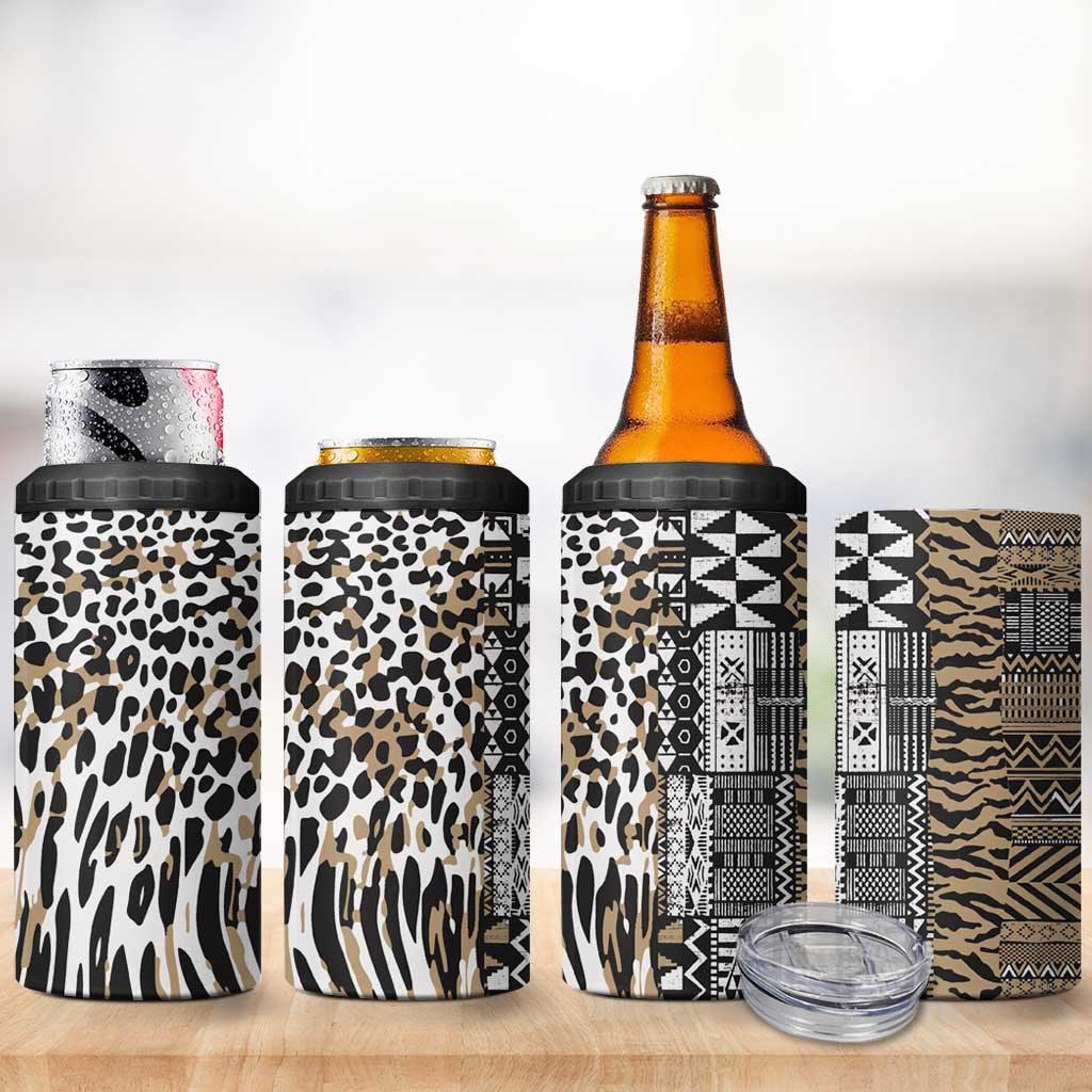 Africa Tribal Pattern Mixed Leopard Skin 4 in 1 Can Cooler Tumbler - Wonder Print Shop
