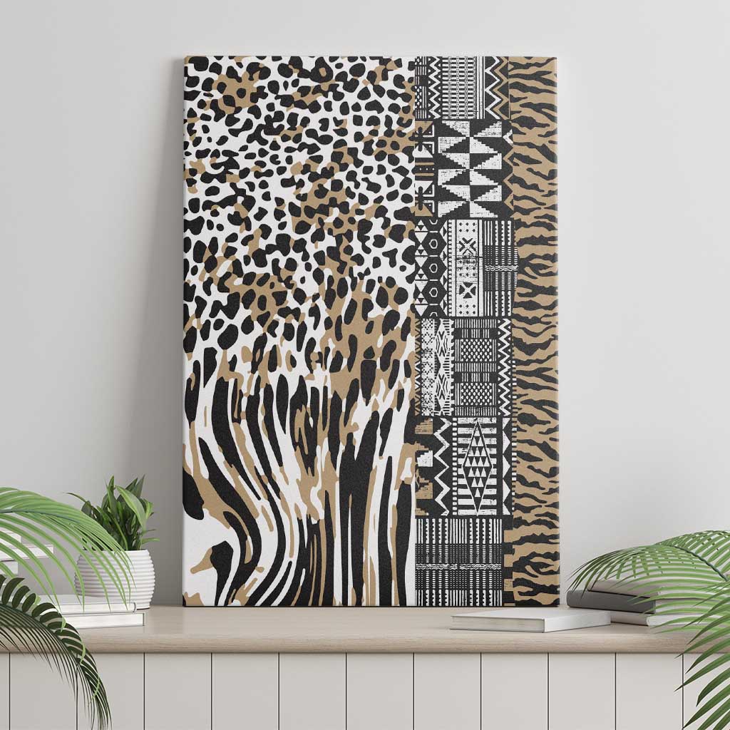 Africa Tribal Pattern Mixed Leopard Skin Canvas Wall Art - Wonder Print Shop