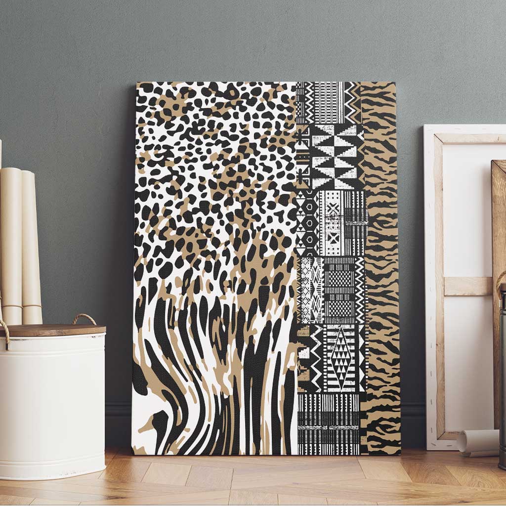 Africa Tribal Pattern Mixed Leopard Skin Canvas Wall Art - Wonder Print Shop