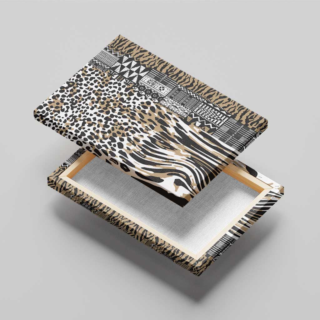 Africa Tribal Pattern Mixed Leopard Skin Canvas Wall Art - Wonder Print Shop