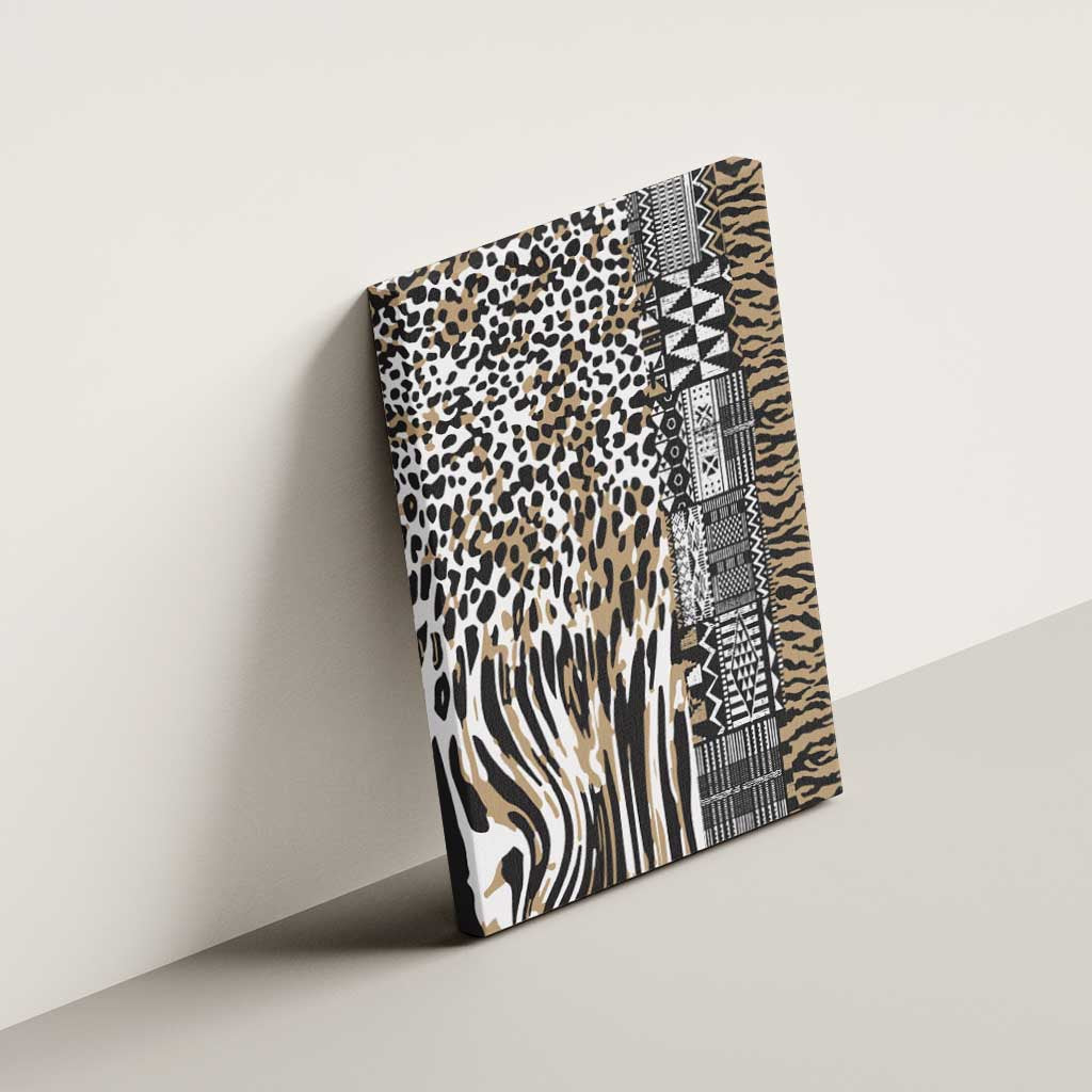 Africa Tribal Pattern Mixed Leopard Skin Canvas Wall Art - Wonder Print Shop