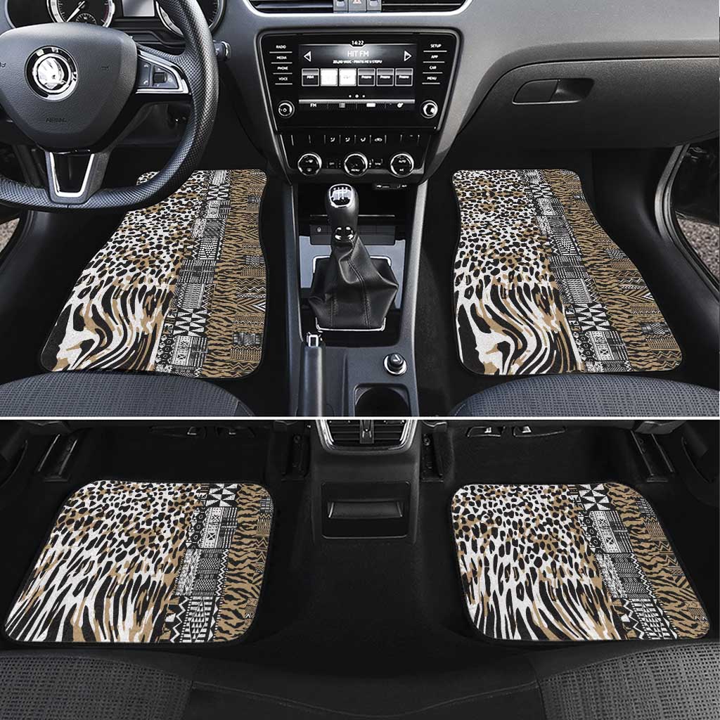 Africa Tribal Pattern Mixed Leopard Skin Car Mats - Wonder Print Shop