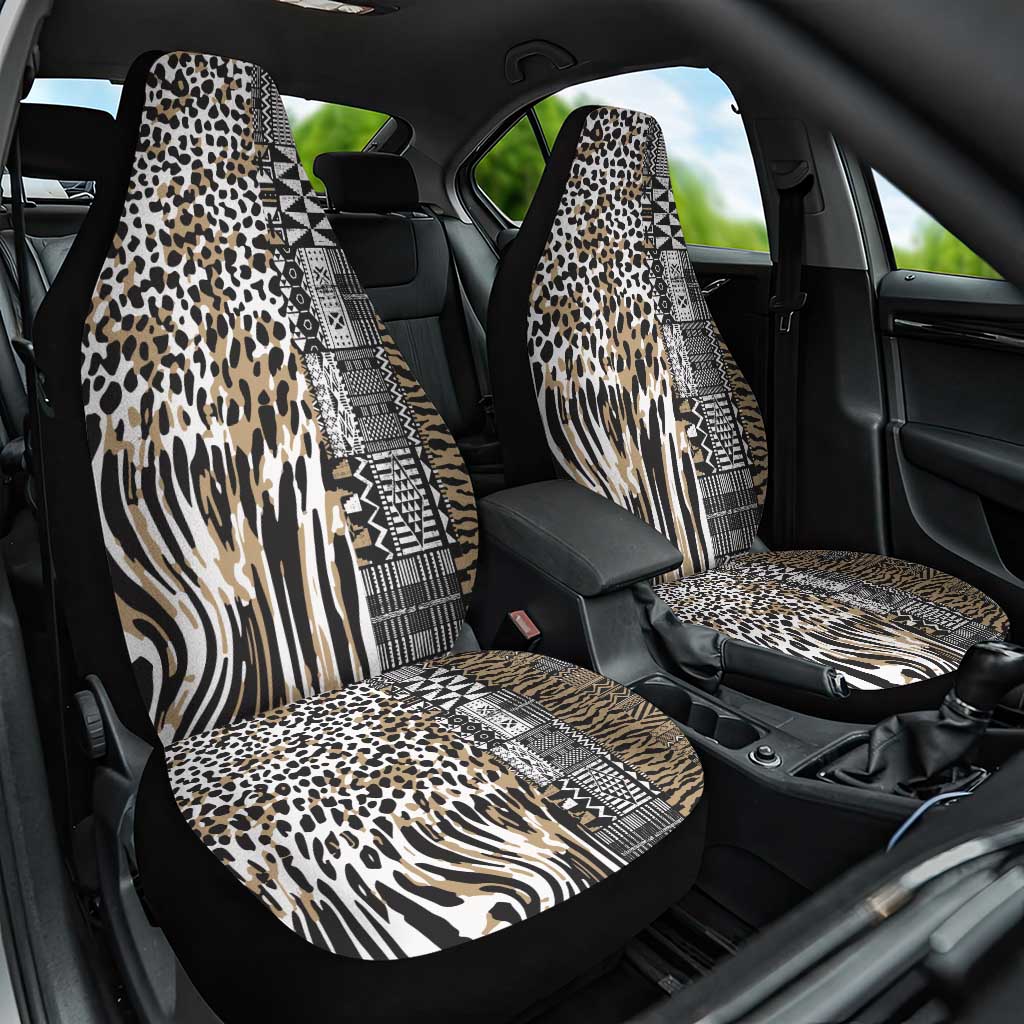 Africa Tribal Pattern Mixed Leopard Skin Car Seat Cover - Wonder Print Shop