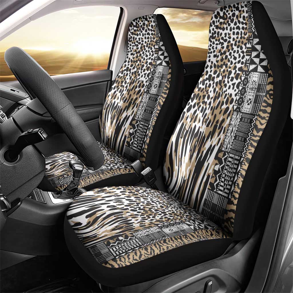 Africa Tribal Pattern Mixed Leopard Skin Car Seat Cover - Wonder Print Shop