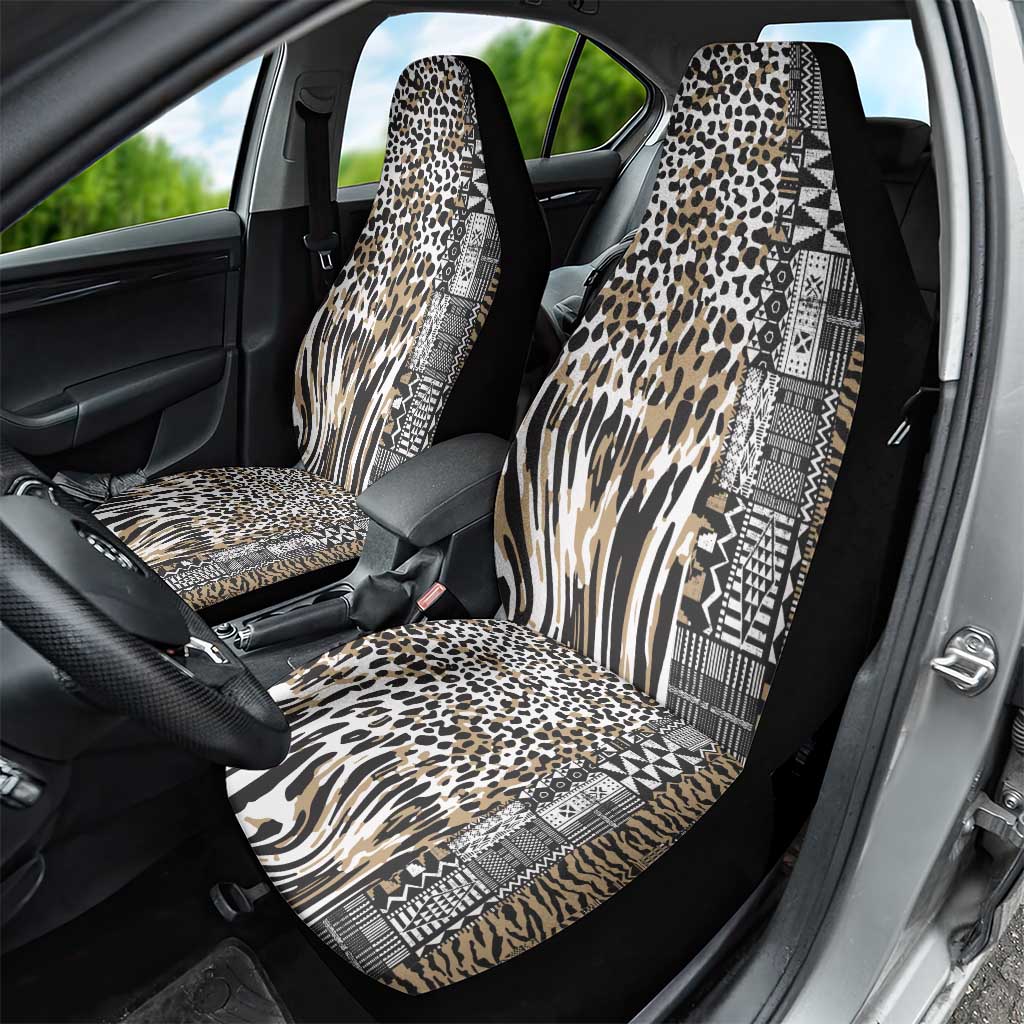 Africa Tribal Pattern Mixed Leopard Skin Car Seat Cover - Wonder Print Shop