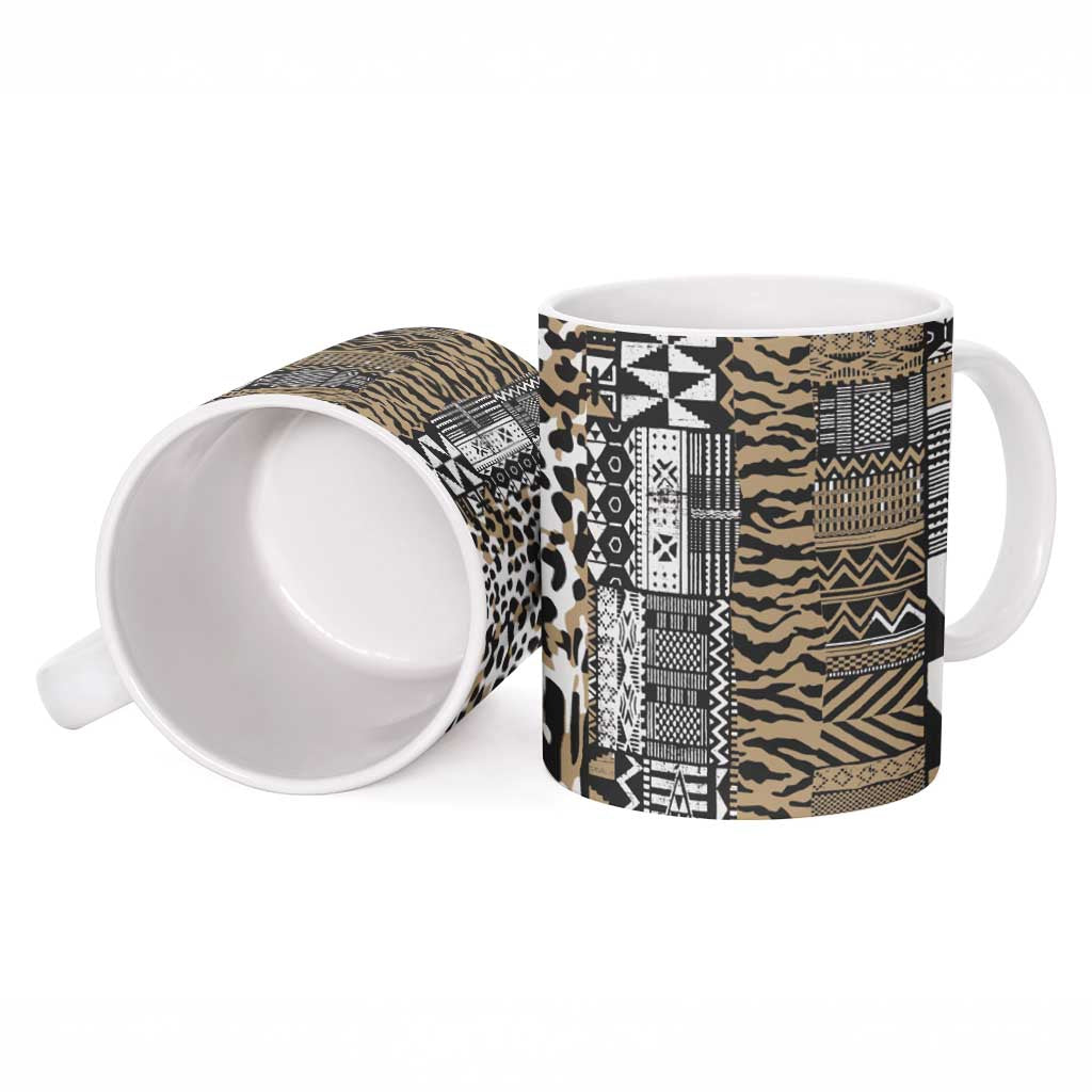 Africa Tribal Pattern Mixed Leopard Skin Ceramic Mug - Wonder Print Shop