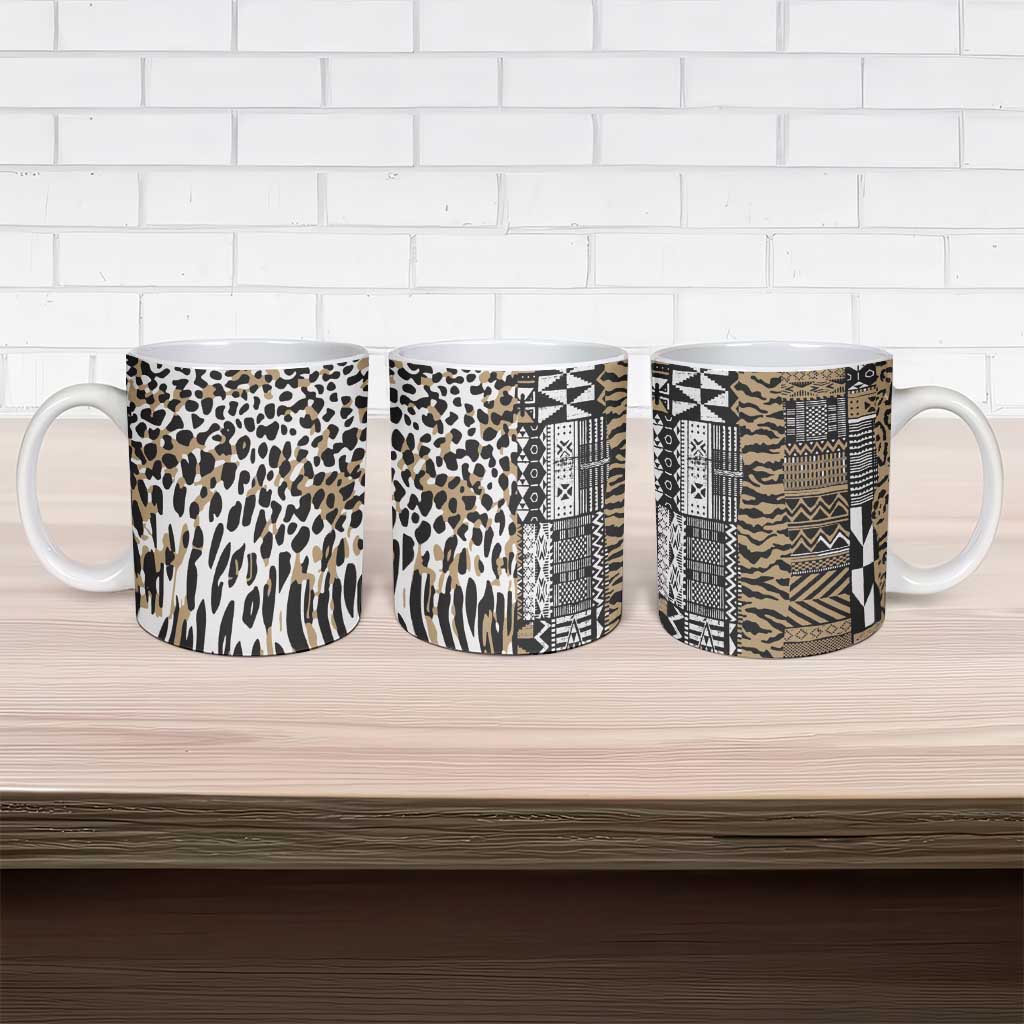 Africa Tribal Pattern Mixed Leopard Skin Ceramic Mug - Wonder Print Shop