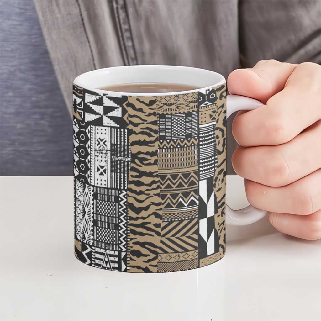 Africa Tribal Pattern Mixed Leopard Skin Ceramic Mug - Wonder Print Shop