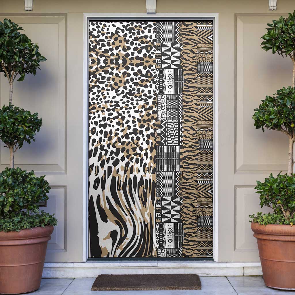 Africa Tribal Pattern Mixed Leopard Skin Door Cover - Wonder Print Shop
