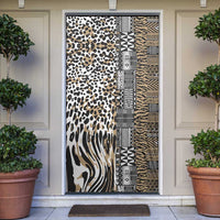 Africa Tribal Pattern Mixed Leopard Skin Door Cover - Wonder Print Shop