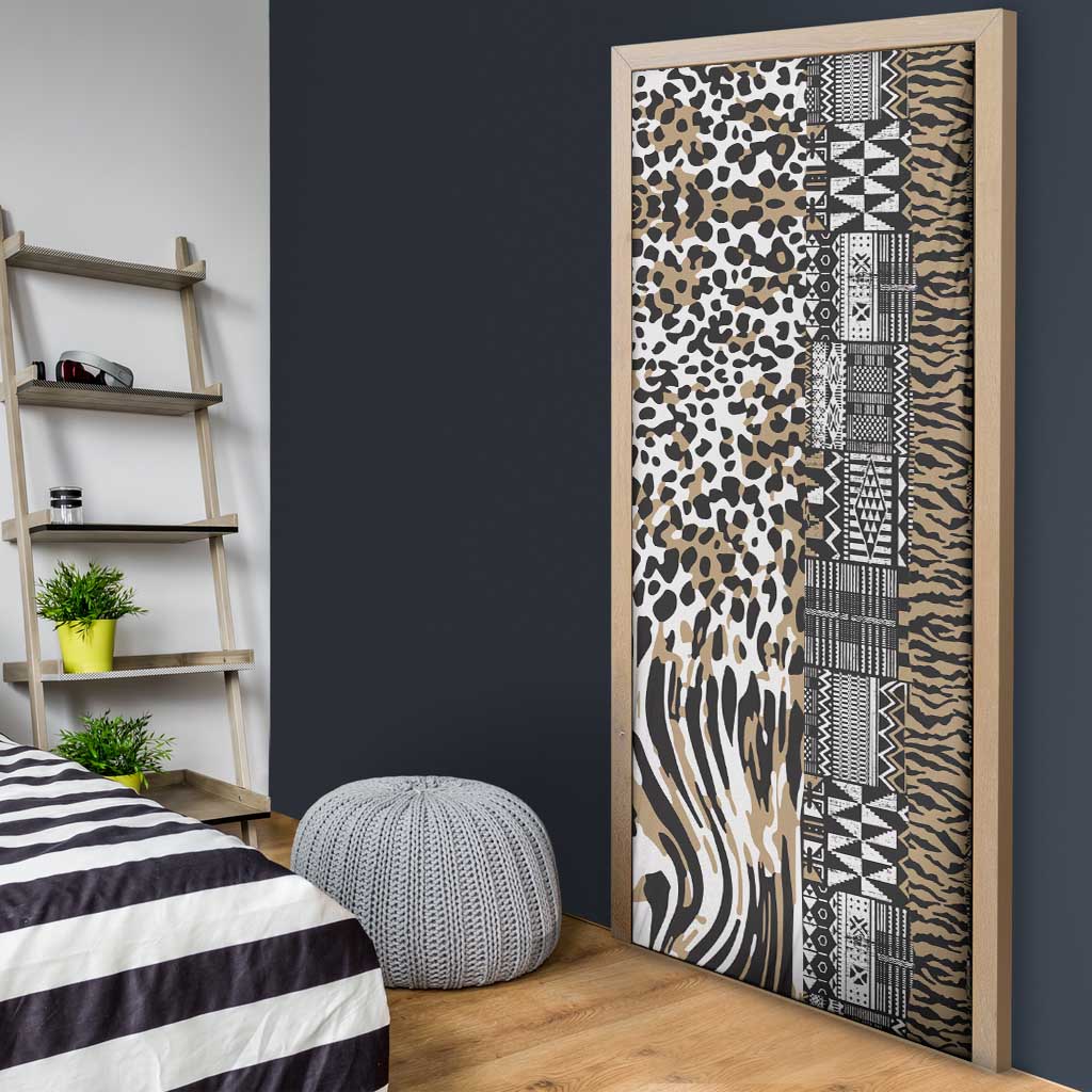 Africa Tribal Pattern Mixed Leopard Skin Door Cover - Wonder Print Shop
