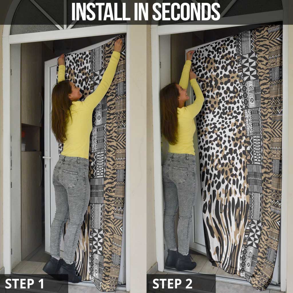Africa Tribal Pattern Mixed Leopard Skin Door Cover - Wonder Print Shop