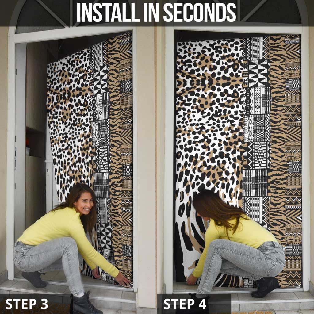Africa Tribal Pattern Mixed Leopard Skin Door Cover - Wonder Print Shop
