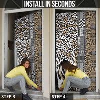 Africa Tribal Pattern Mixed Leopard Skin Door Cover - Wonder Print Shop