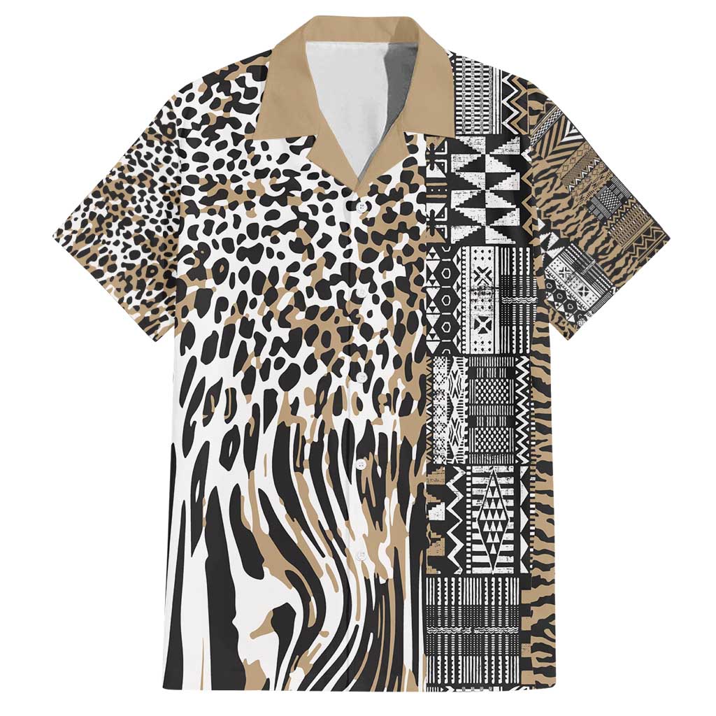 Africa Tribal Pattern Mixed Leopard Skin Family Matching Long Sleeve Bodycon Dress and Hawaiian Shirt - Wonder Print Shop