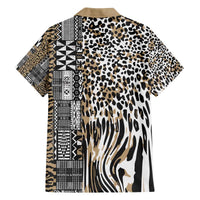 Africa Tribal Pattern Mixed Leopard Skin Family Matching Off The Shoulder Long Sleeve Dress and Hawaiian Shirt - Wonder Print Shop