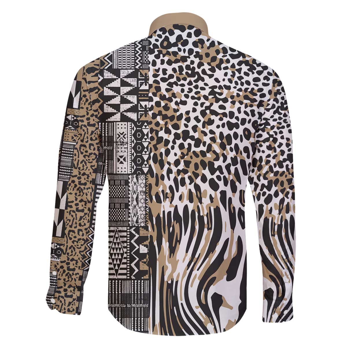 Africa Tribal Pattern Mixed Leopard Skin Family Matching Off The Shoulder Long Sleeve Dress and Hawaiian Shirt - Wonder Print Shop