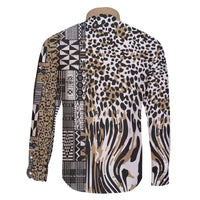 Africa Tribal Pattern Mixed Leopard Skin Family Matching Off The Shoulder Long Sleeve Dress and Hawaiian Shirt - Wonder Print Shop