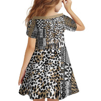 Africa Tribal Pattern Mixed Leopard Skin Family Matching Off Shoulder Maxi Dress and Hawaiian Shirt - Wonder Print Shop