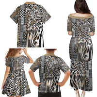 Africa Tribal Pattern Mixed Leopard Skin Family Matching Puletasi and Hawaiian Shirt - Wonder Print Shop