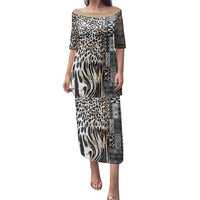Africa Tribal Pattern Mixed Leopard Skin Family Matching Puletasi and Hawaiian Shirt - Wonder Print Shop