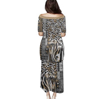Africa Tribal Pattern Mixed Leopard Skin Family Matching Puletasi and Hawaiian Shirt - Wonder Print Shop