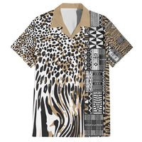 Africa Tribal Pattern Mixed Leopard Skin Family Matching Short Sleeve Bodycon Dress and Hawaiian Shirt - Wonder Print Shop