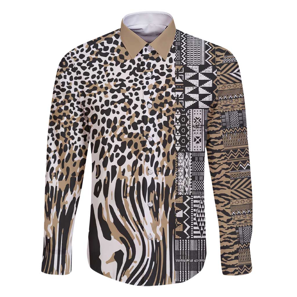 Africa Tribal Pattern Mixed Leopard Skin Family Matching Short Sleeve Bodycon Dress and Hawaiian Shirt - Wonder Print Shop