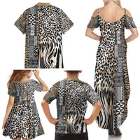 Africa Tribal Pattern Mixed Leopard Skin Family Matching Summer Maxi Dress and Hawaiian Shirt - Wonder Print Shop