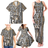 Africa Tribal Pattern Mixed Leopard Skin Family Matching Tank Maxi Dress and Hawaiian Shirt - Wonder Print Shop
