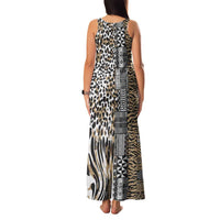 Africa Tribal Pattern Mixed Leopard Skin Family Matching Tank Maxi Dress and Hawaiian Shirt - Wonder Print Shop