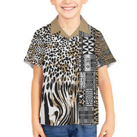 Africa Tribal Pattern Mixed Leopard Skin Family Matching Tank Maxi Dress and Hawaiian Shirt - Wonder Print Shop