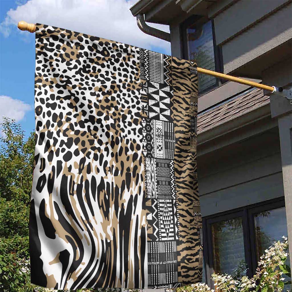 Africa Tribal Pattern Mixed Leopard Skin Garden Flag - Wonder Print Shop