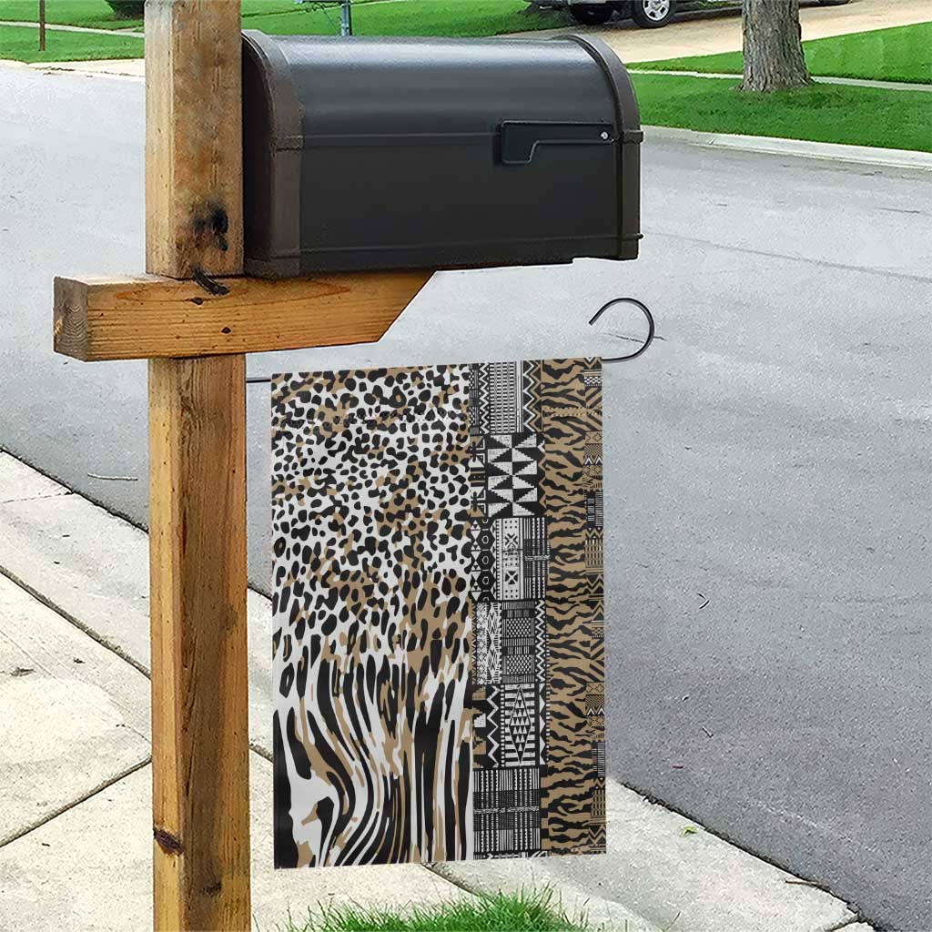 Africa Tribal Pattern Mixed Leopard Skin Garden Flag - Wonder Print Shop