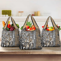 Africa Tribal Pattern Mixed Leopard Skin Grocery Bag - Wonder Print Shop