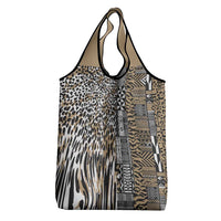 Africa Tribal Pattern Mixed Leopard Skin Grocery Bag - Wonder Print Shop