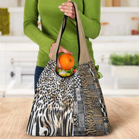 Africa Tribal Pattern Mixed Leopard Skin Grocery Bag - Wonder Print Shop