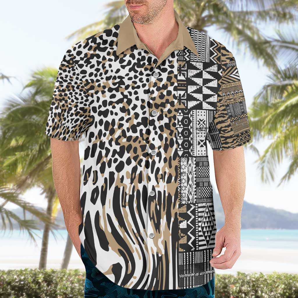 Africa Tribal Pattern Mixed Leopard Skin Hawaiian Shirt - Wonder Print Shop