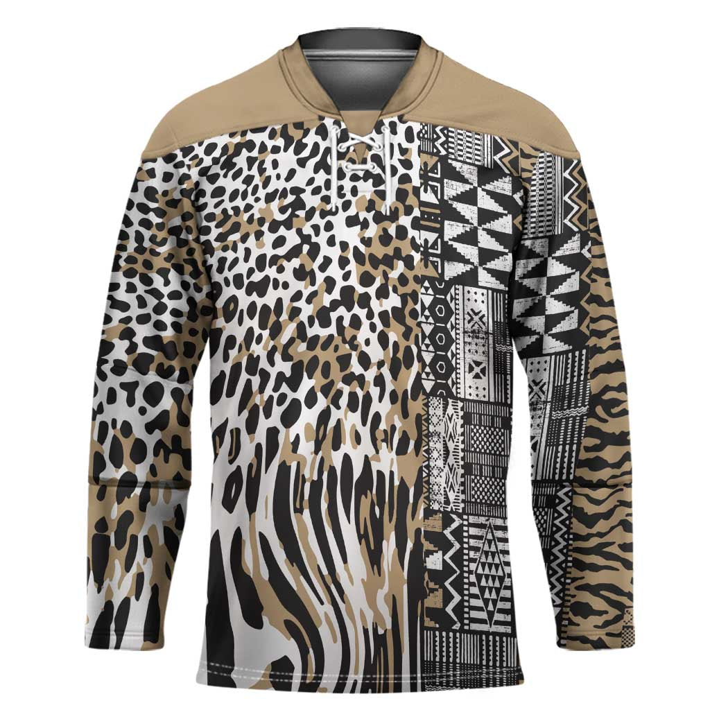 Africa Tribal Pattern Mixed Leopard Skin Hockey Jersey - Wonder Print Shop