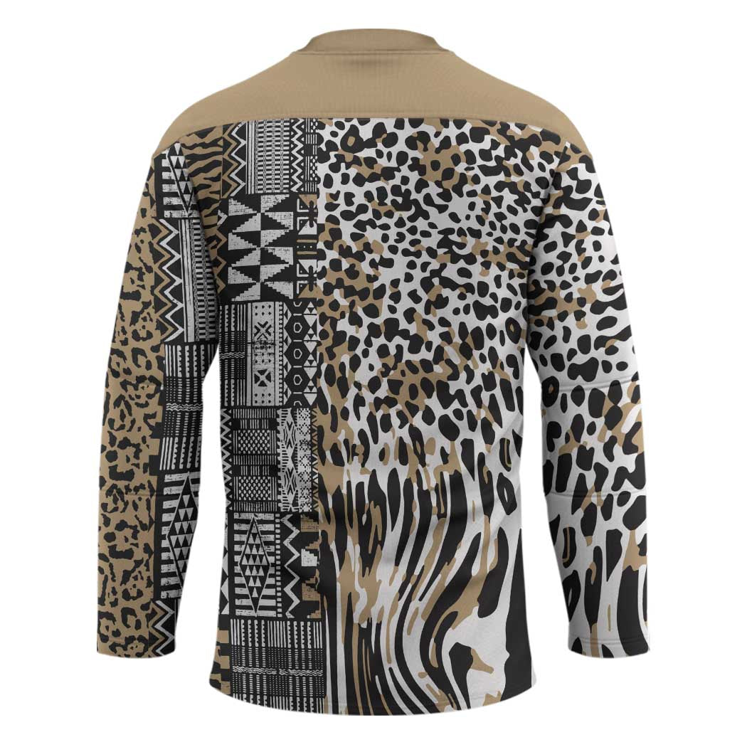 Africa Tribal Pattern Mixed Leopard Skin Hockey Jersey - Wonder Print Shop